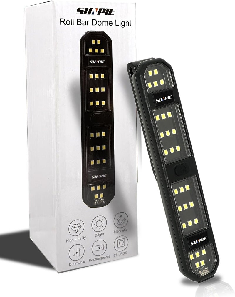 SUNPIE Truck Bed Lights Car Interior LED Lights with Switch Button &Strap Rechargeable Type-C Battery Powered Car Interior Lighting for Wrangler Truck RV Van Lorry Camper Boat Caravan Motorhome - Image 1